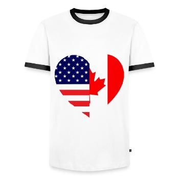 The Canadian-American friendship - Men's Ringer Shirt - white/black - Front - AI Model Female 172 light (172cm) & AI Model Male 178 dark (178cm)