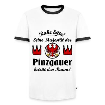 Der lustige Pinzgauer - Männer Kontrast-T-Shirt - Weiß/Schwarz - Vorne - AI Model Female 172 light (172cm) & AI Model Male 178 dark (178cm)