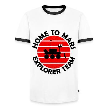 L’équipe de recherche sur Mars - T-shirt contrasté Homme - blanc/noir - Devant - AI Model Female 172 light (172cm) & AI Model Male 178 dark (178cm)