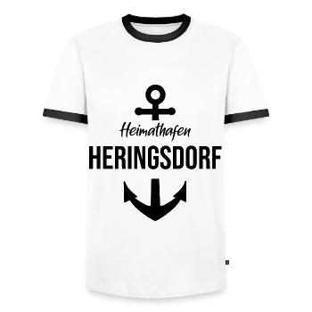Heimathafen Heringsdorf - Männer Kontrast-T-Shirt - Weiß/Schwarz - Vorne - AI Model Female 172 light (172cm) & AI Model Male 178 dark (178cm)