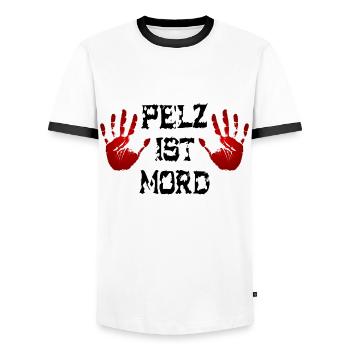 Pelz ist Mord - Männer Kontrast-T-Shirt - Weiß/Schwarz - Vorne - AI Model Female 172 light (172cm) & AI Model Male 178 dark (178cm)