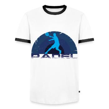 Padel - Men's Ringer Shirt - white/black - Front - AI Model Female 172 light (172cm) & AI Model Male 178 dark (178cm)
