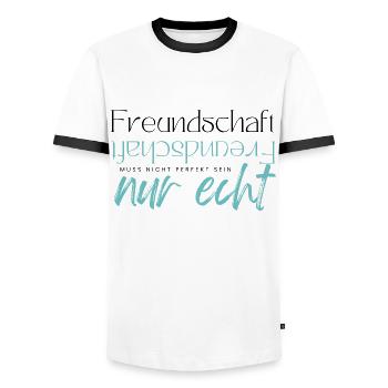 Beste Freunde FREUND Kumpel Kumpels - Männer Kontrast-T-Shirt - Weiß/Schwarz - Vorne - AI Model Female 172 light (172cm) & AI Model Male 178 dark (178cm)