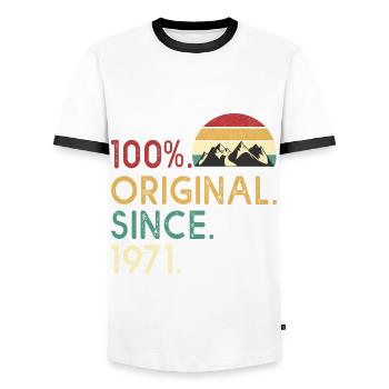 birthday 52 years 1971 Vintage 52 th birthday - Men's Ringer Shirt - white/black - Front - AI Model Female 172 light (172cm) & AI Model Male 178 dark (178cm)
