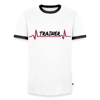 Fitness - Trainer - Männer Kontrast-T-Shirt - Weiß/Schwarz - Vorne - AI Model Female 172 light (172cm) & AI Model Male 178 dark (178cm)