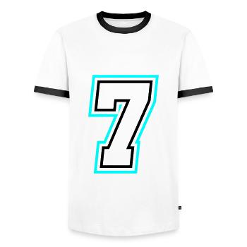 7 nombre symbole - T-shirt contrasté Homme - blanc/noir - Devant - AI Model Female 172 light (172cm) & AI Model Male 178 dark (178cm)