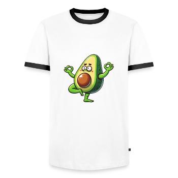 Avocado Yoga Meditation Buddhism Zen Namaste - Men's Ringer Shirt - white/black - Front - AI Model Female 172 light (172cm) & AI Model Male 178 dark (178cm)