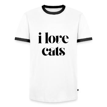 Ich liebe Katzen - Männer Kontrast-T-Shirt - Weiß/Schwarz - Vorne - AI Model Female 172 light (172cm) & AI Model Male 178 dark (178cm)