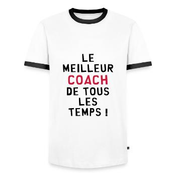 Le meilleur Coach de tous les temps ! - T-shirt contrasté Homme - blanc/noir - Devant - AI Model Female 172 light (172cm) & AI Model Male 178 dark (178cm)