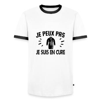 je peux pas je suis en cure - T-shirt contrasté Homme - blanc/noir - Devant - AI Model Female 172 light (172cm) & AI Model Male 178 dark (178cm)
