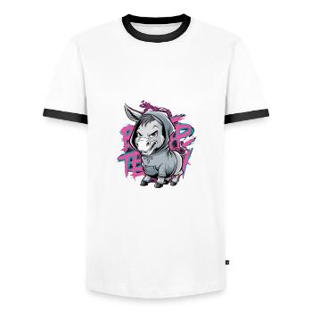 Funky Graffiti Street Art Donkey Artwork For - Men's Ringer Shirt - white/black - Front - AI Model Female 172 light (172cm) & AI Model Male 178 dark (178cm)