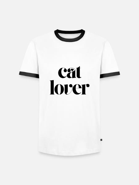 cat lover - Men's Ringer Shirt - white/black