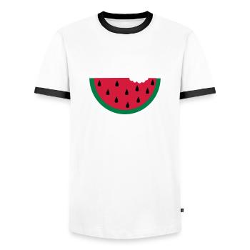 fruit pastèque pastèque - T-shirt contrasté Homme - blanc/noir - Devant - AI Model Female 172 light (172cm) & AI Model Male 178 dark (178cm)