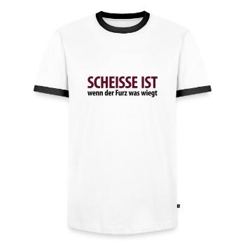 Scheiße ist wenn der Furz was wiegt. Kacke Malheur - Männer Kontrast-T-Shirt - Weiß/Schwarz - Vorne - AI Model Female 172 light (172cm) & AI Model Male 178 dark (178cm)