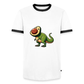 Dino T-Rex Avocado Mythical Creature - Men's Ringer Shirt - white/black - Front - AI Model Female 172 light (172cm) & AI Model Male 178 dark (178cm)
