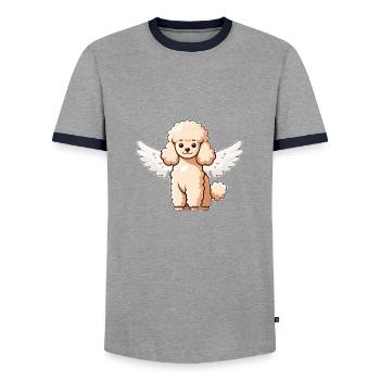 Süßer Pudel Hund mit Engel Flügel Cartoon - Männer Kontrast-T-Shirt - Grau/Navy  - Vorne - AI Model Female 172 light (172cm) & AI Model Male 178 light (178cm)