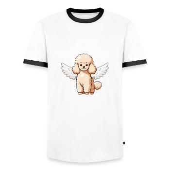 Chien caniche mignon avec des ailes d’ange dessin animé - T-shirt contrasté Homme - blanc/noir - Devant - AI Model Female 172 light (172cm) & AI Model Male 178 dark (178cm)