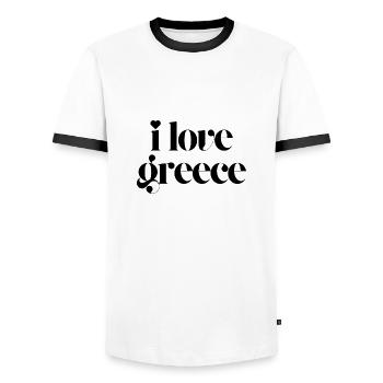 Ich liebe Griechenland - Männer Kontrast-T-Shirt - Weiß/Schwarz - Vorne - AI Model Female 172 light (172cm) & AI Model Male 178 dark (178cm)