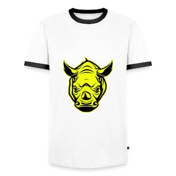 Rhino Head Portrait Icon - Men's Ringer Shirt - white/black - Front - AI Model Female 172 light (172cm) & AI Model Male 178 dark (178cm)