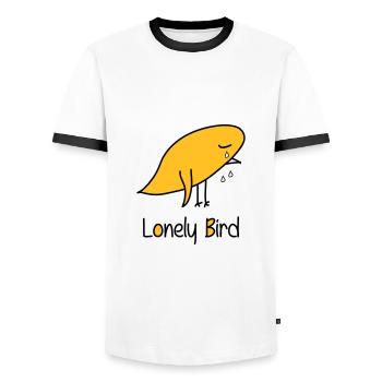 Lonely Bird - Men's Ringer Shirt - white/black - Front - AI Model Female 172 light (172cm) & AI Model Male 178 dark (178cm)