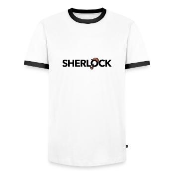 Sherlock Holmes (black) - Männer Kontrast-T-Shirt - Weiß/Schwarz - Vorne - AI Model Female 172 light (172cm) & AI Model Male 178 dark (178cm)
