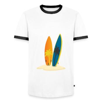 Surfen! - Männer Kontrast-T-Shirt - Weiß/Schwarz - Vorne - AI Model Female 172 light (172cm) & AI Model Male 178 dark (178cm)