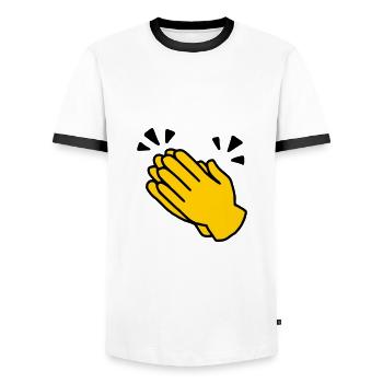 Emoji Applaus Skizze Farbe - Männer Kontrast-T-Shirt - Weiß/Schwarz - Vorne - AI Model Female 172 light (172cm) & AI Model Male 178 dark (178cm)