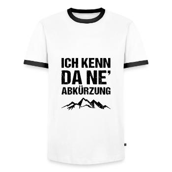 Ich Kenn Da Ne´Abkürzung Berge Wandern Humor - Männer Kontrast-T-Shirt - Weiß/Schwarz - Vorne - AI Model Female 172 light (172cm) & AI Model Male 178 dark (178cm)