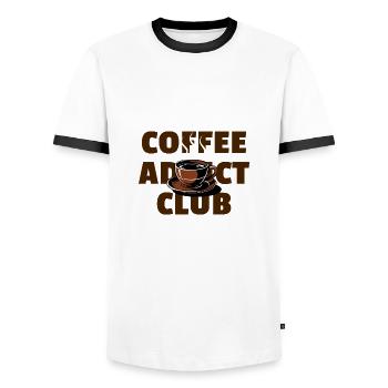 Coffee Addict Club - Lustiges Kaffee-Design - Männer Kontrast-T-Shirt - Weiß/Schwarz - Vorne - AI Model Female 172 light (172cm) & AI Model Male 178 dark (178cm)