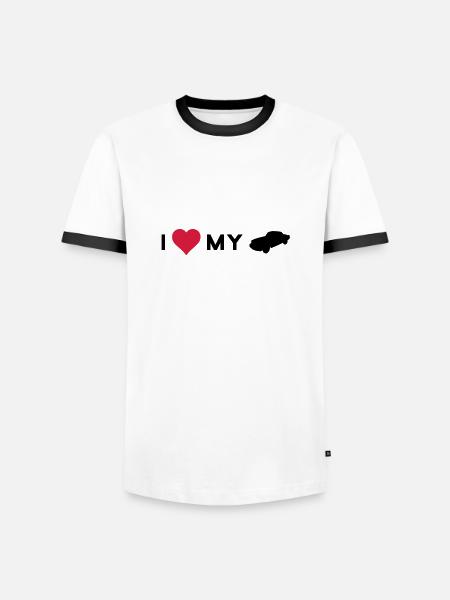 i love my car - Men's Ringer Shirt - white/black