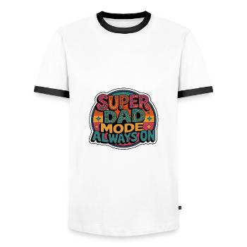 Super Dad Mode Super Dad Mode Always On - Men's Ringer Shirt - white/black - Front - AI Model Female 172 light (172cm) & AI Model Male 178 dark (178cm)