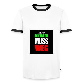 Iran diktator muss weg - Männer Kontrast-T-Shirt - Weiß/Schwarz - Vorne - AI Model Female 172 light (172cm) & AI Model Male 178 dark (178cm)