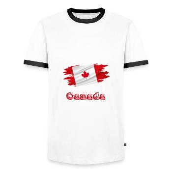 Flagge Patriot Geschenk Heimat Land Fahne Kanada - Männer Kontrast-T-Shirt - Weiß/Schwarz - Vorne - AI Model Female 172 light (172cm) & AI Model Male 178 dark (178cm)