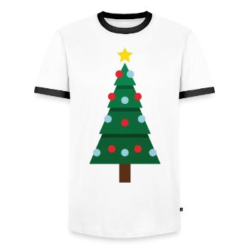 Christmas Tree - Men's Ringer Shirt - white/black - Front - AI Model Female 172 light (172cm) & AI Model Male 178 dark (178cm)
