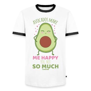 Avocados Make Me Happy You Not So Much - Men's Ringer Shirt - white/black - Front - AI Model Female 172 light (172cm) & AI Model Male 178 dark (178cm)