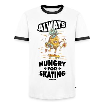 coole Ananas Skateboard sportlich cool - Männer Kontrast-T-Shirt - Weiß/Schwarz - Vorne - AI Model Female 172 light (172cm) & AI Model Male 178 dark (178cm)