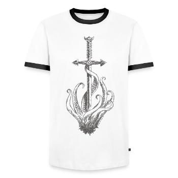 Call Of The Old Ones - Männer Kontrast-T-Shirt - Weiß/Schwarz - Vorne - AI Model Female 172 light (172cm) & AI Model Male 178 dark (178cm)