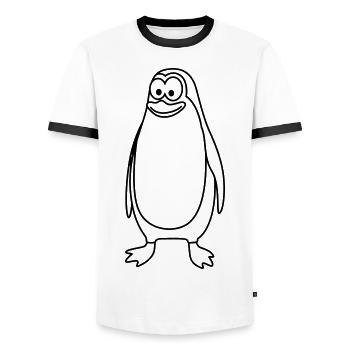 Penguin Comic Animal - Men's Ringer Shirt - white/black - Front - AI Model Female 172 light (172cm) & AI Model Male 178 dark (178cm)