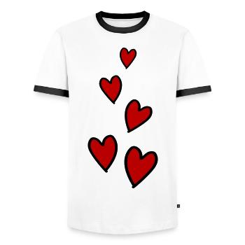 Symbole de l’amour des cœurs - T-shirt contrasté Homme - blanc/noir - Devant - AI Model Female 172 light (172cm) & AI Model Male 178 dark (178cm)