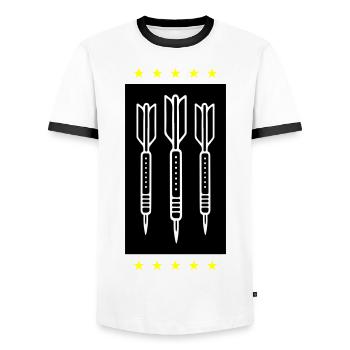 Darts Team Dartpfeile Symbol - Männer Kontrast-T-Shirt - Weiß/Schwarz - Vorne - AI Model Female 172 light (172cm) & AI Model Male 178 dark (178cm)