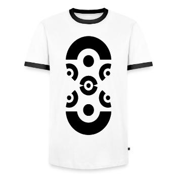 8 - T-shirt contrasté Homme - blanc/noir - Devant - AI Model Female 172 light (172cm) & AI Model Male 178 dark (178cm)