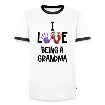 Déclaration de grand-mère Grand-mère Retraitée Vieille Femme - T-shirt contrasté Homme - blanc/noir - Devant - AI Model Female 172 light (172cm) & AI Model Male 178 dark (178cm)