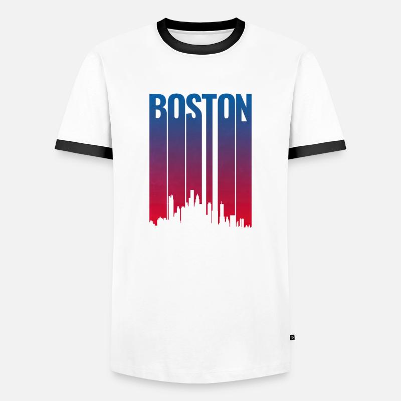 Boston Skyline Gradient Night - Männer Kontrast-T-Shirt - Weiß/Schwarz