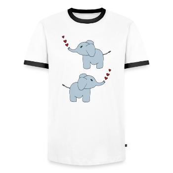 elefanten doppelt - Männer Kontrast-T-Shirt - Weiß/Schwarz - Vorne - AI Model Female 172 light (172cm) & AI Model Male 178 dark (178cm)