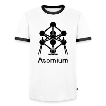 Atomium - Men's Ringer Shirt - white/black - Front - AI Model Female 172 light (172cm) & AI Model Male 178 dark (178cm)