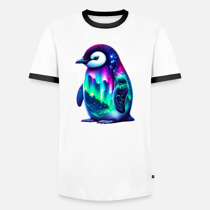 Aurora Borealis Pinguin - Männer Kontrast-T-Shirt - Weiß/Schwarz