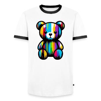 Orso Orsacchiotto Ours en peluche - T-shirt contrasté Homme - blanc/noir - Devant - AI Model Female 172 light (172cm) & AI Model Male 178 dark (178cm)