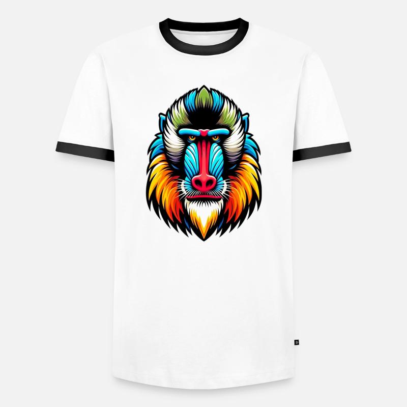Mandrill monkey - Men's Ringer Shirt - white/black