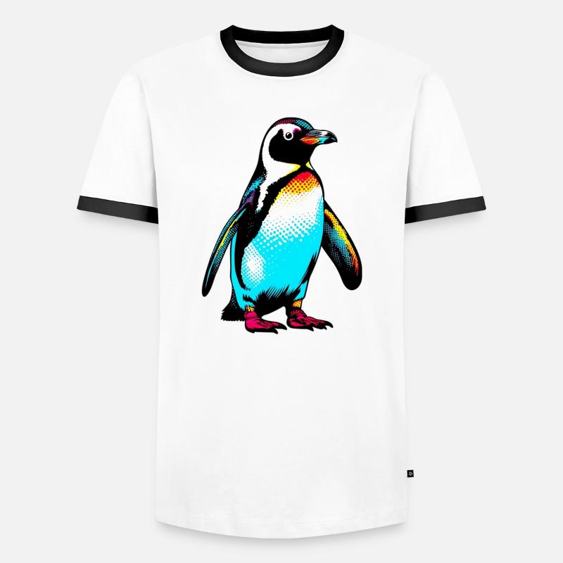 Pinguin - Männer Kontrast-T-Shirt - Weiß/Schwarz