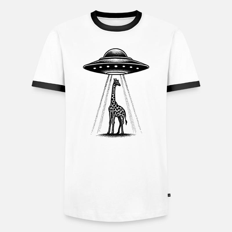 Alien Giraffe - Männer Kontrast-T-Shirt - Weiß/Schwarz